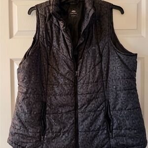 Maurices Black Leopard Quilted Vest